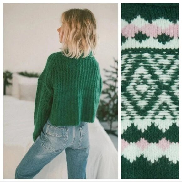 NWT New With Tag Free People Alpine Knit Sweater In Spearmint Pine Size Xs - Picture 4 of 15